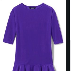 NWOT Lands end girls purple 3/4 sleeve dress